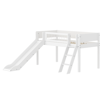 Liumäega ja kaldredeliga poolkõrge voodi Flexa White (uus disain)