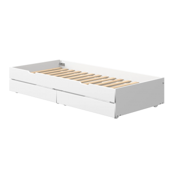 Väljatõmmatav voodi kahe sahtliga, Flexa White, 90x190 cm