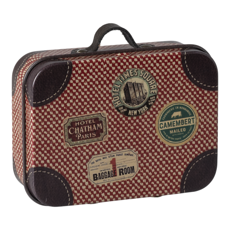 Miniatuurne metallist karp - Suitcase-Kirsipunane