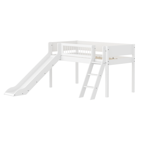 Liumäega ja kaldredeliga poolkõrge voodi Flexa White (uus disain)