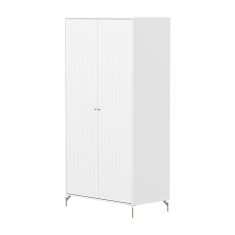 Kõrge kapp Flexa Saga metallist jalgadel,  sooneline esikülg-Valge/beež