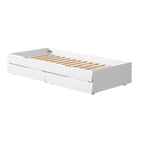 Väljatõmmatav voodi kahe sahtliga, Flexa White, 90x190 cm