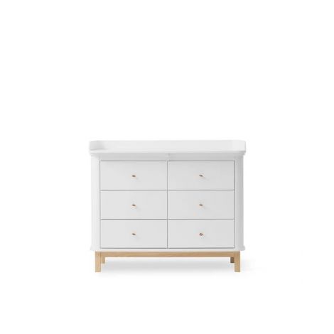 Wood Lastetoa kummut 6 sahtliga - Oliver Furniture-Valge/tamm