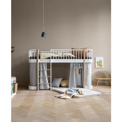 Wood Original Ühekohaline Madal Narivoodi - Oliver Furniture-Valge/tamm