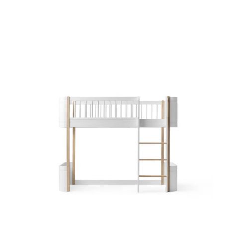 Wood Mini + madal ühekohaline narivoodi - Oliver Furniture-Valge/tamm