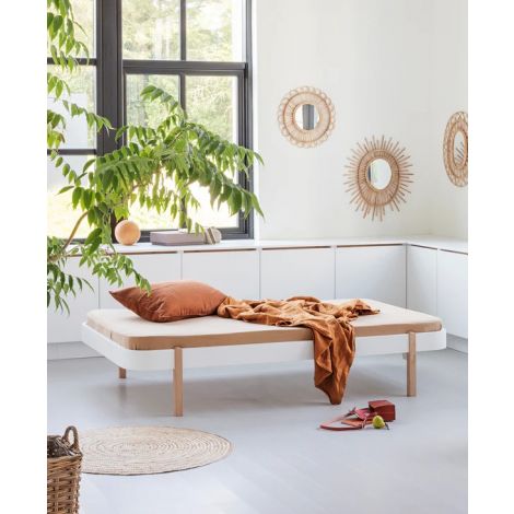 Wood Lounger voodi 90 - Oliver Furniture-Valge/tamm