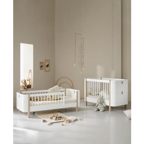 Wood Mini + sibling laienduskomplekt (lisaosad Mini+ võrevoodile, sh lastekomplekt)-Valge/tamm